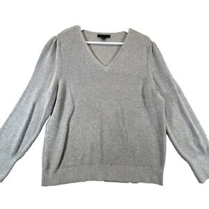 Ann Taylor Sweater Pullover Gray Metallic Silver Women's Size XXL Festive